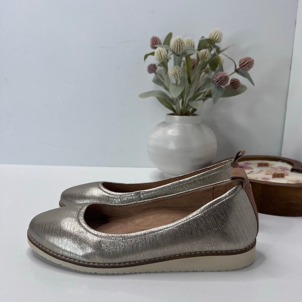 Brioso Emmaline Leather Ballet Flat Metallic Champagne Gold Women's 7M Tried On